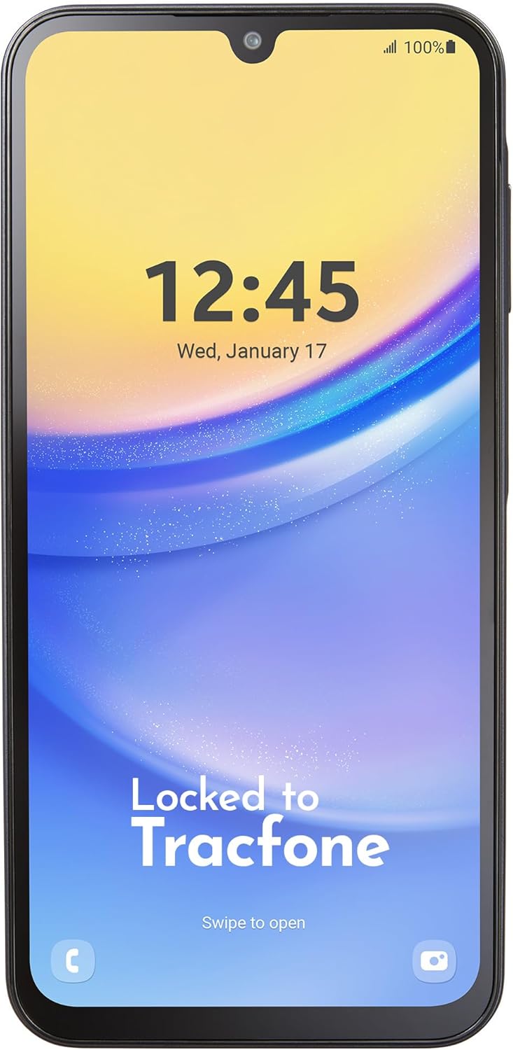 Tracfone | Samsung Galaxy A15 5G | Locked | 128GB | 5000mAh Battery | 50MP Main Camera| 6.5-in. AMOLED Display | Black
